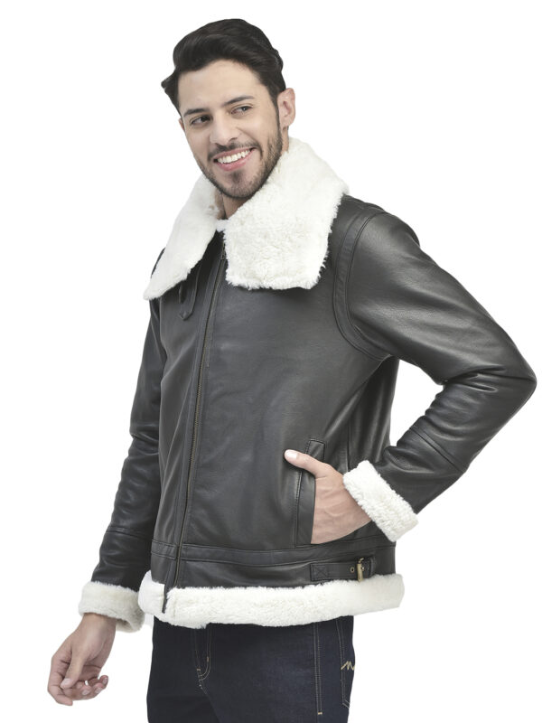 Men’s B2 Bomber Winter Leather Jacket – Faux/Shearling - Image 3