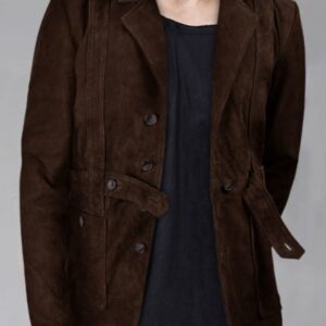 belt suede blazer men leather blazer