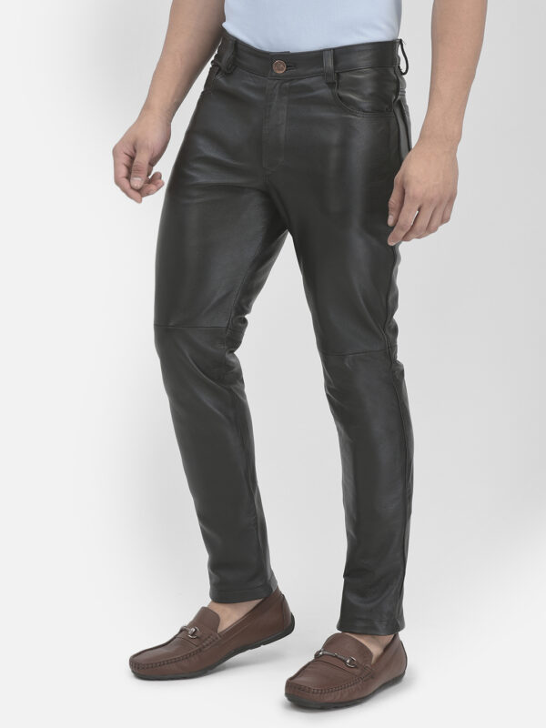 Premium Nappa Leather Pants for Men – Narrow Fit, Custom Color, Button-Up Style - Image 4