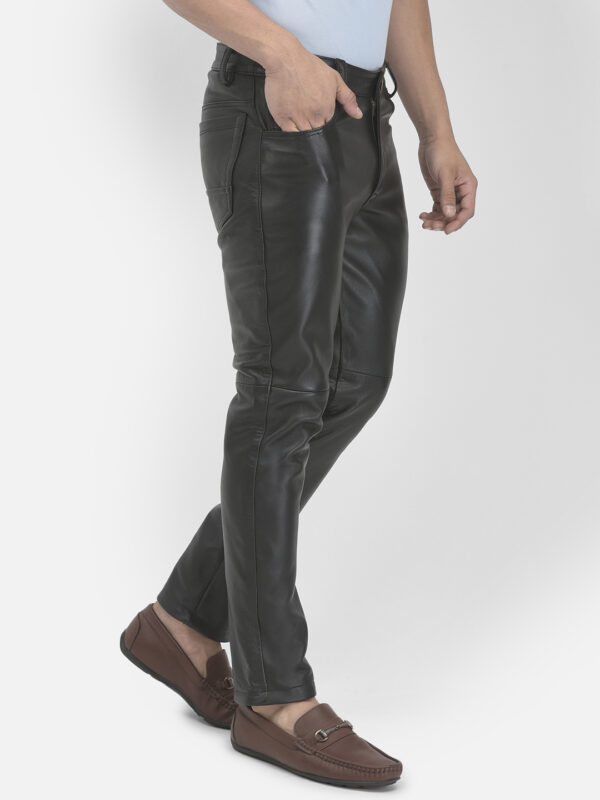 Premium Nappa Leather Pants for Men – Narrow Fit, Custom Color, Button-Up Style - Image 2
