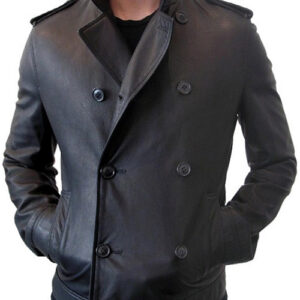 Leather trench jacket