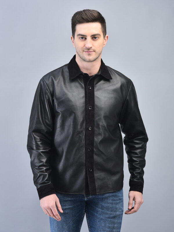 Men’s Black Napa Leather Shacket – Handmade & Custom Fit - Image 2