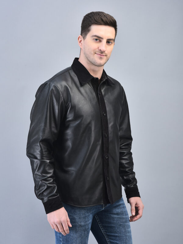 Men’s Black Napa Leather Shacket – Handmade & Custom Fit - Image 3
