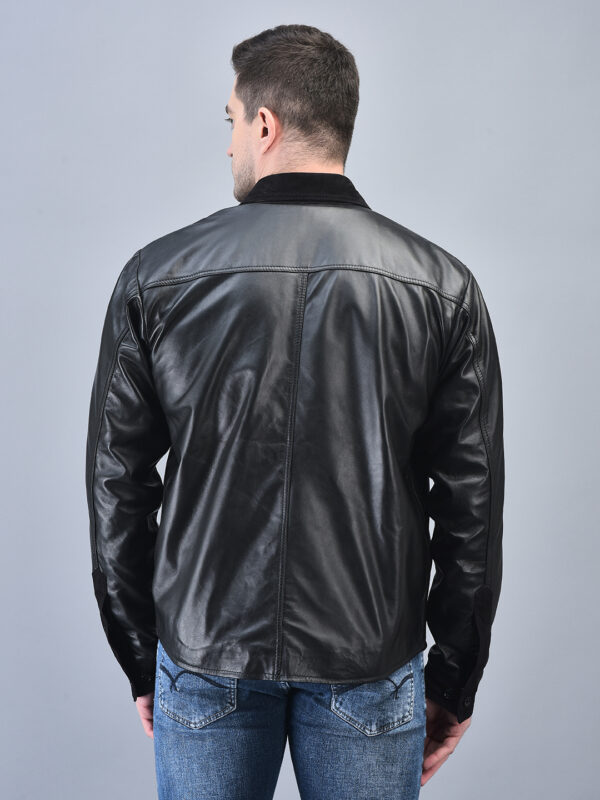 Men’s Black Napa Leather Shacket – Handmade & Custom Fit - Image 5