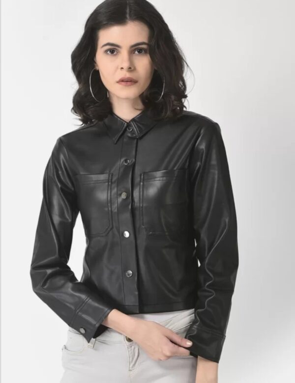 women leather shirt