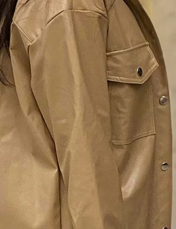 Women lightweight Leather shirt jacket, genuine leather shacket - Image 3