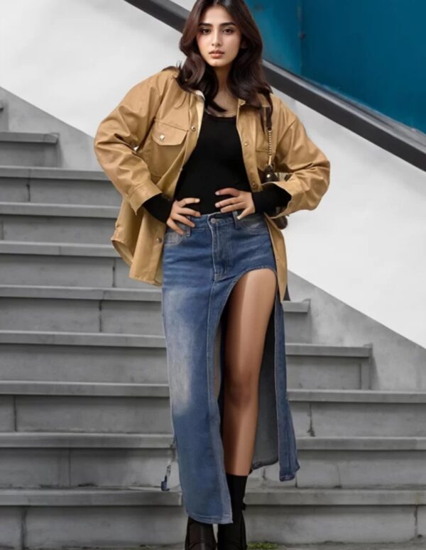 Women lightweight Leather shirt jacket, genuine leather shacket - Image 4