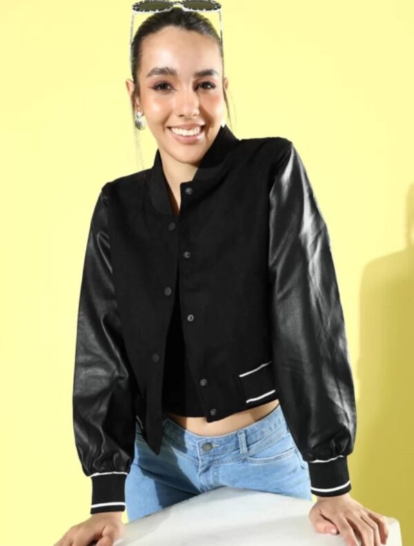 women varsity leather jacket