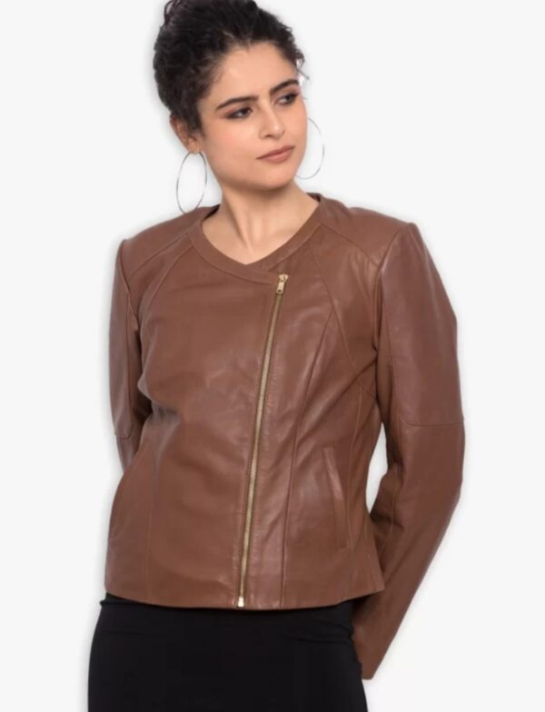 Women’s Cropped Leather Jacket – Stylish, Soft & Sophisticated with Zipper Closure - Image 5