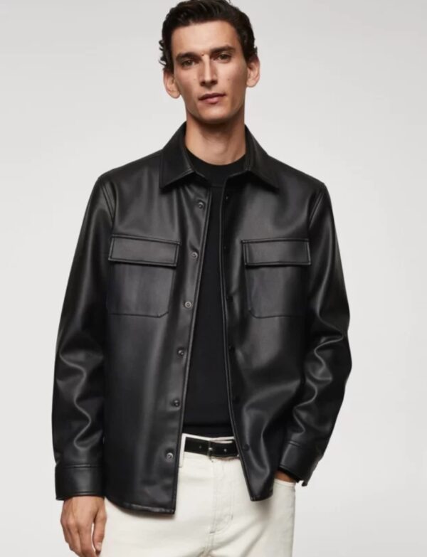 men premium leather shirt jacket