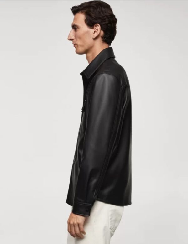 Men’s Minimal Leather Shirt Jacket – Classic & Custom Fit - Image 3