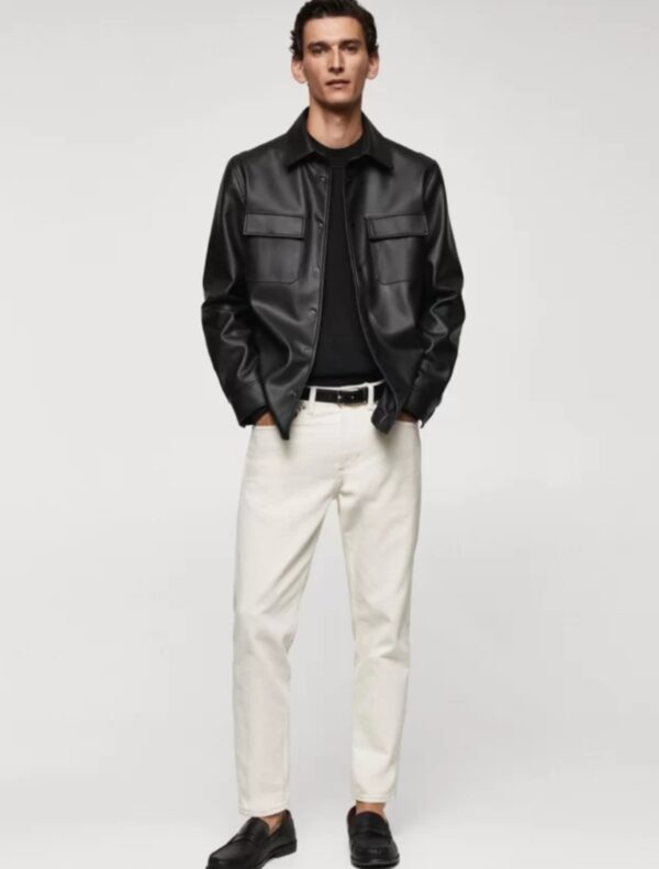 Men’s Minimal Leather Shirt Jacket – Classic & Custom Fit - Image 5