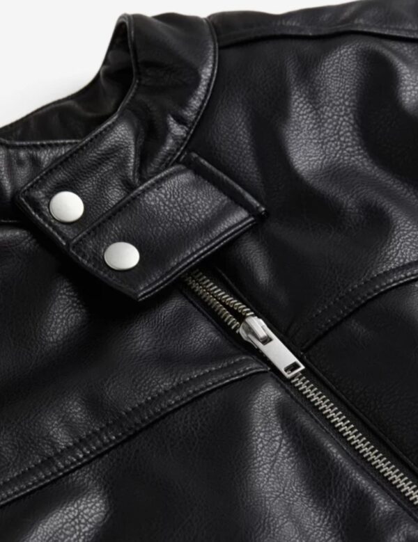 Women's Colorblock Biker Leather Jacket - Image 5