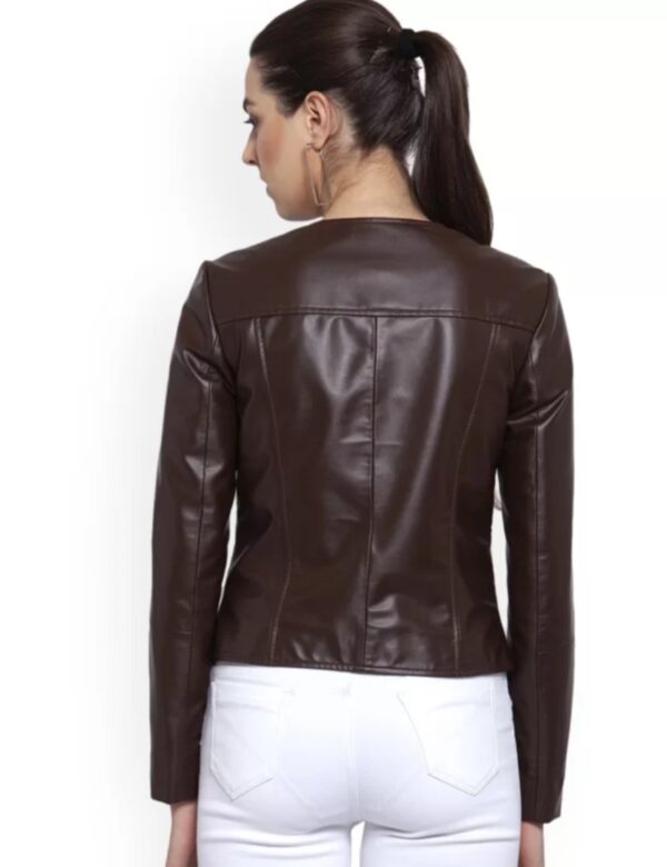 Women’s Cropped Leather Jacket – Soft Lightweight Button-Down Style with Modern Silhouette - Image 4