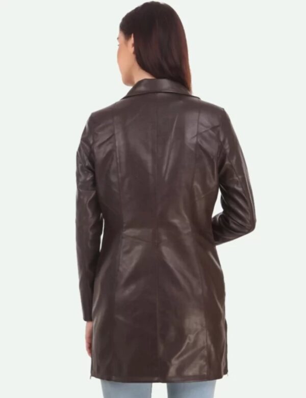 Women’s Longline Leather Jacket – Customizable Trench-Style Coat in Luxurious Napa Leather - Image 5