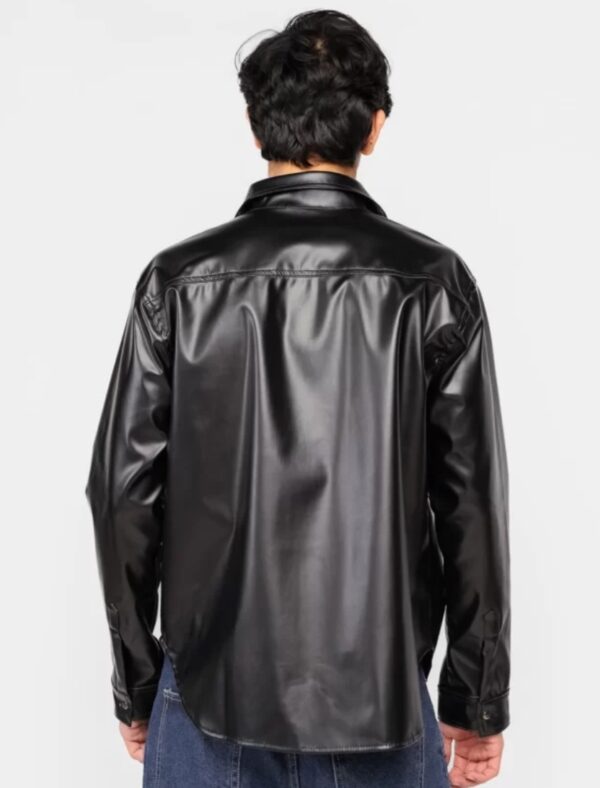 Men’s Shiny Napa Leather Shirt – Premium Snap Button Style | Opulence Redefined - Image 3