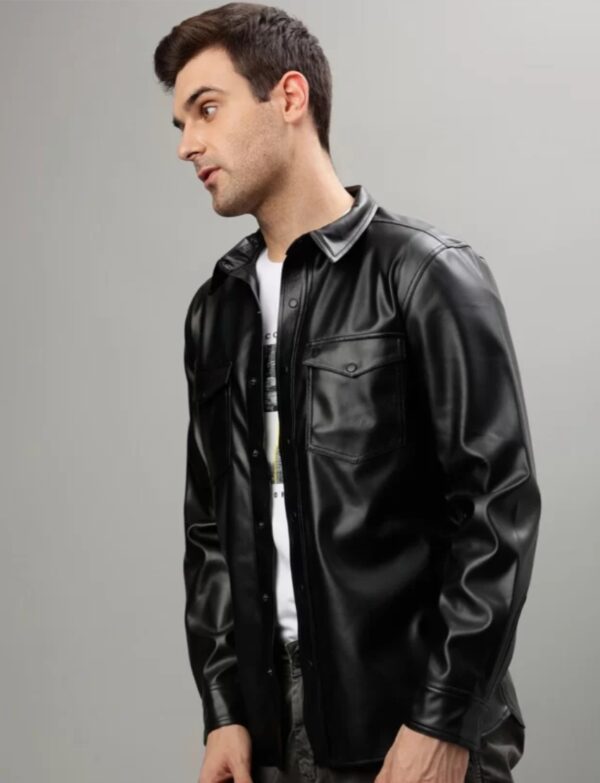 Men’s Straight Cut Leather Shirt – Premium Napa Leather, Timeless Fit - Image 2