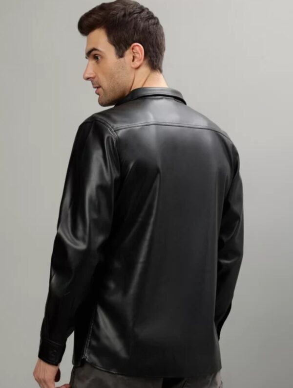 Men’s Straight Cut Leather Shirt – Premium Napa Leather, Timeless Fit - Image 3