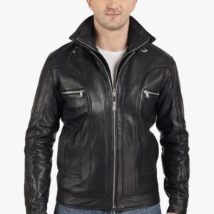 Leather racer jacket