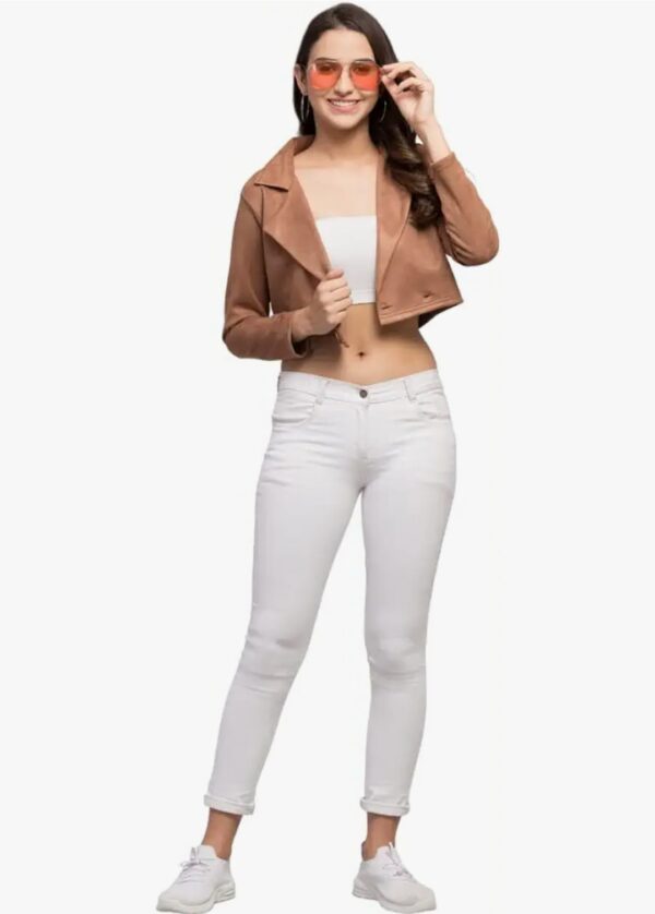 Suede Sophistication: Cropped Leather Elegance for Modern Women - Image 4