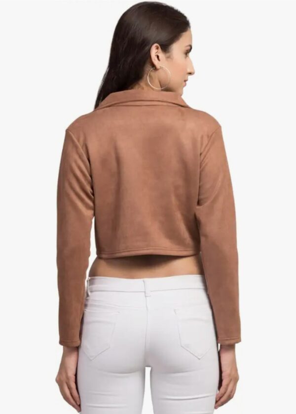 Suede Sophistication: Cropped Leather Elegance for Modern Women - Image 3