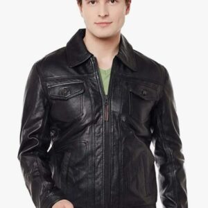 Aviator leather jacket for men