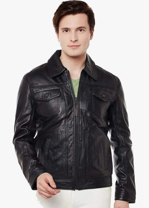 Aviator leather jacket for men