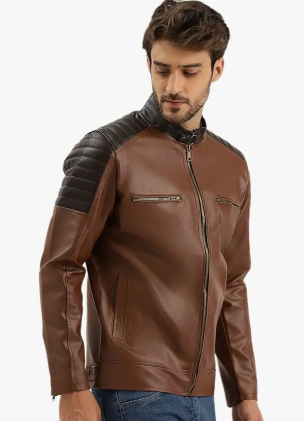 men's brown leather jacket