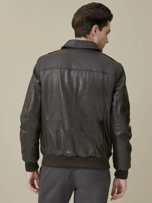 Heavy Duty Men’s Leather Bomber Jacket – Utility Style - Image 3