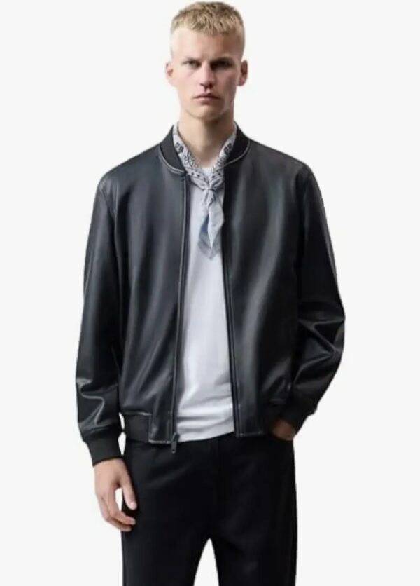 Minimalist Leather Bomber Jacket for Men – Lightweight Luxury with Utility Pockets - Image 2