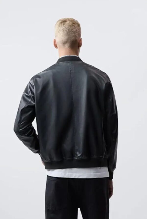 Minimalist Leather Bomber Jacket for Men – Lightweight Luxury with Utility Pockets - Image 3