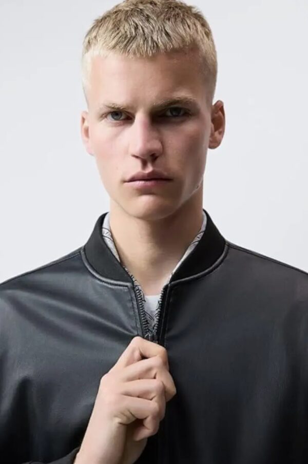 Minimalist Leather Bomber Jacket for Men – Lightweight Luxury with Utility Pockets - Image 5