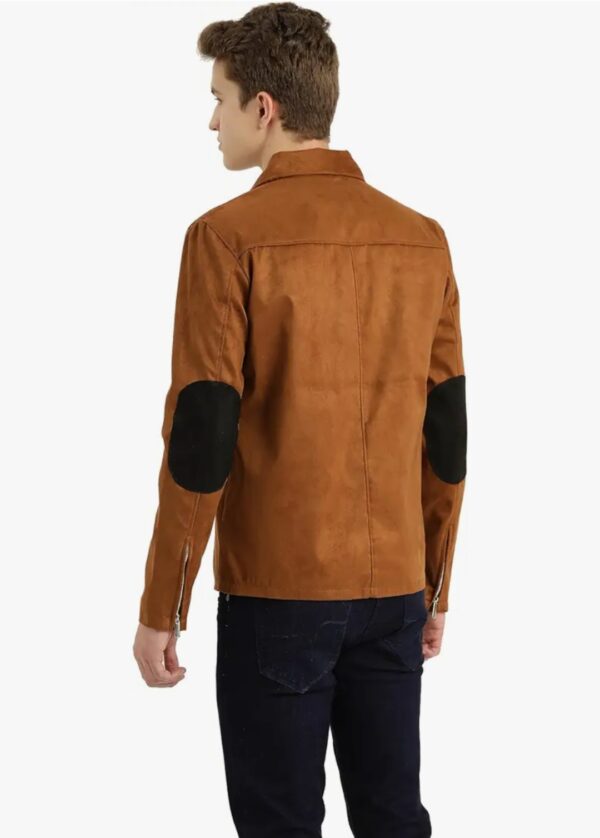 Suede Leather Jacket for Men – Classic Patches, Faux Fur Lining, Refined Edge - Image 3
