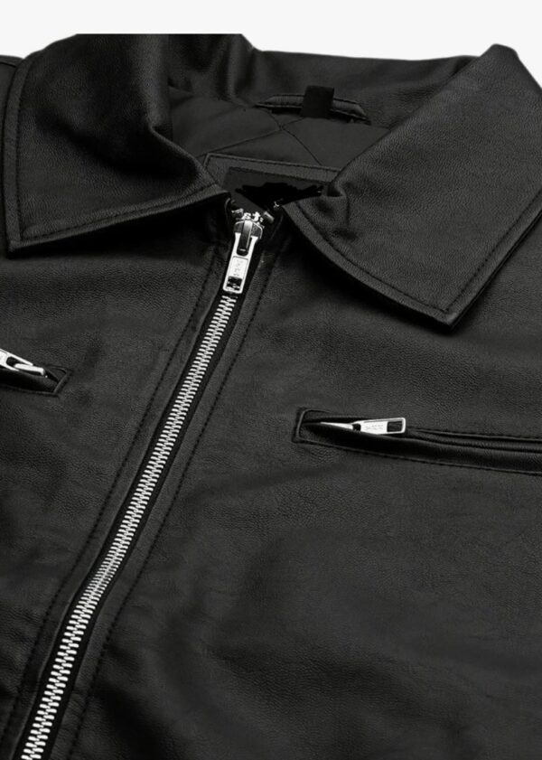 Men’s Classic Black Leather Motorcycle Jacket – Premium Cowhide with YKK Zippers & Multiple Pockets - Image 5