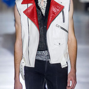 White Heat Biker Vest – Red Collar & Rockstar Edge